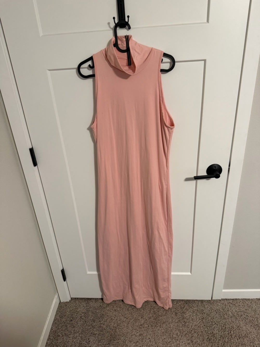 Sleeveless Turtleneck Maxi Dress in Soft Pink
